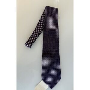 Ferrell Reed Hand Woven 100% Silk Tie Purple &  White Polka Dot  NWT